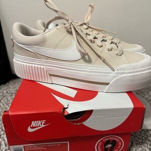 Nike Women's Court Legacy Lift Sneakers - Beige and White